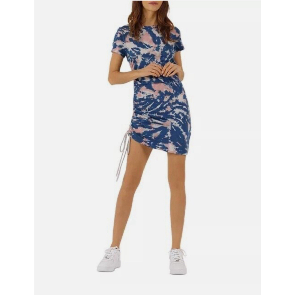 Pam & Gela Size S Tshirt Dress Blue Pink Tie Dye Short Sleeve $225‎